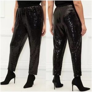 Eloquii Elements Black Sequin Cropped Pants